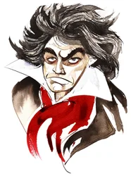 Ludwig van Beethoven, compositeur allemand (1770-1827); caricature